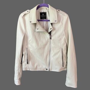 Bagatelle ivory faux leather moto jacket zippers medium